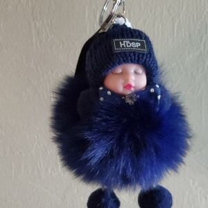 Blue Plush Keychain Toy